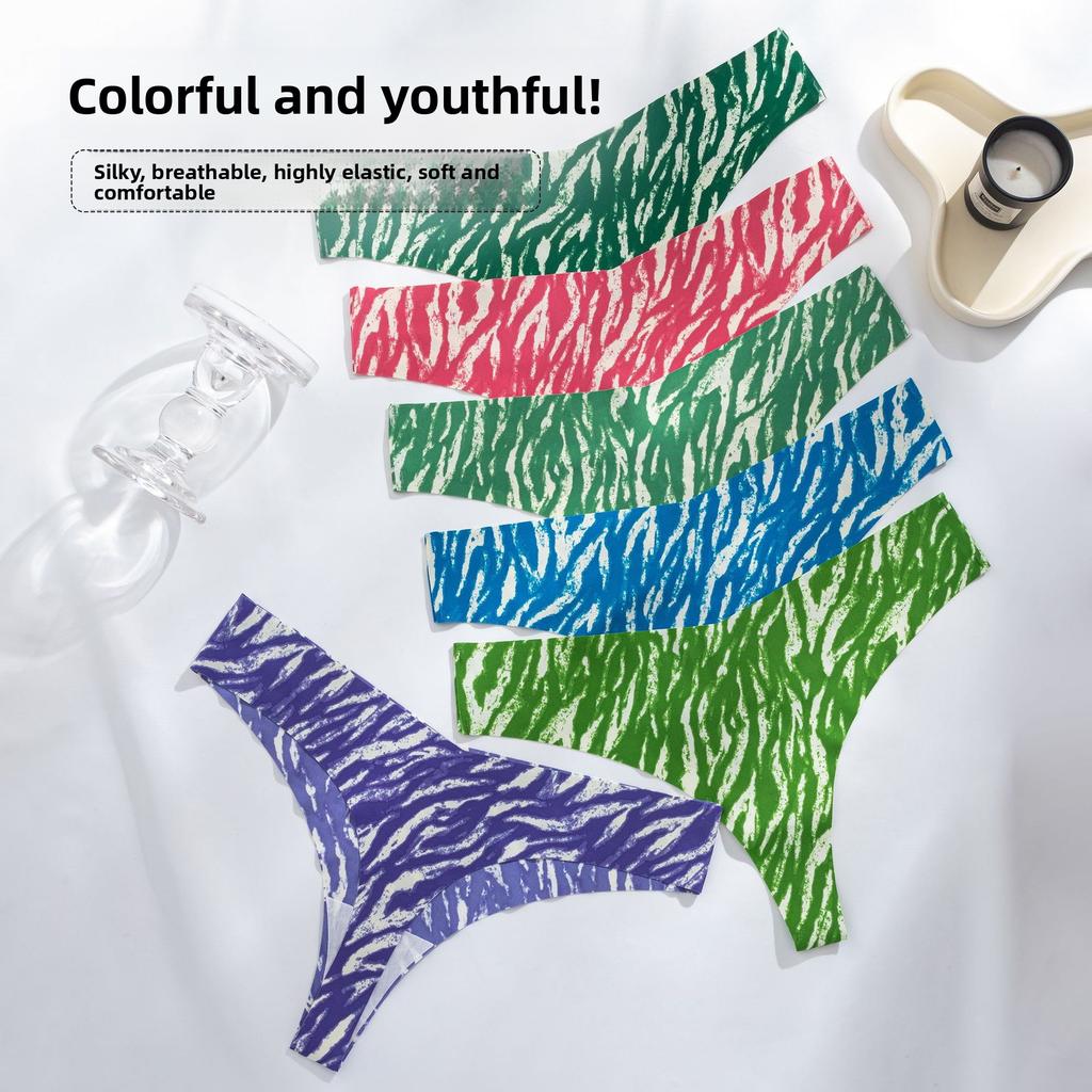 Women's Spring and Summer Sexy Camo Sports Non Mark Low Waist Thong Underwear