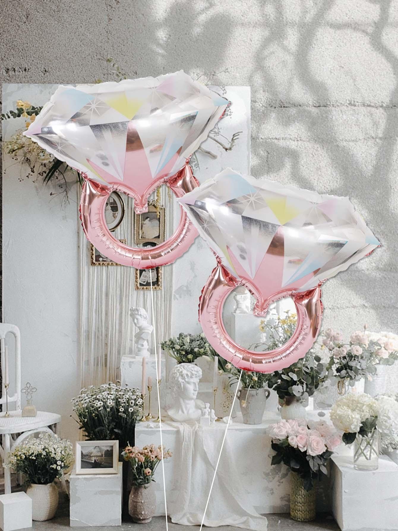 

2 романтических шара с бриллиантовыми кольцами из розового золота, подойдут для свадеб и украшений на День святого Валентина 24inch розового золота