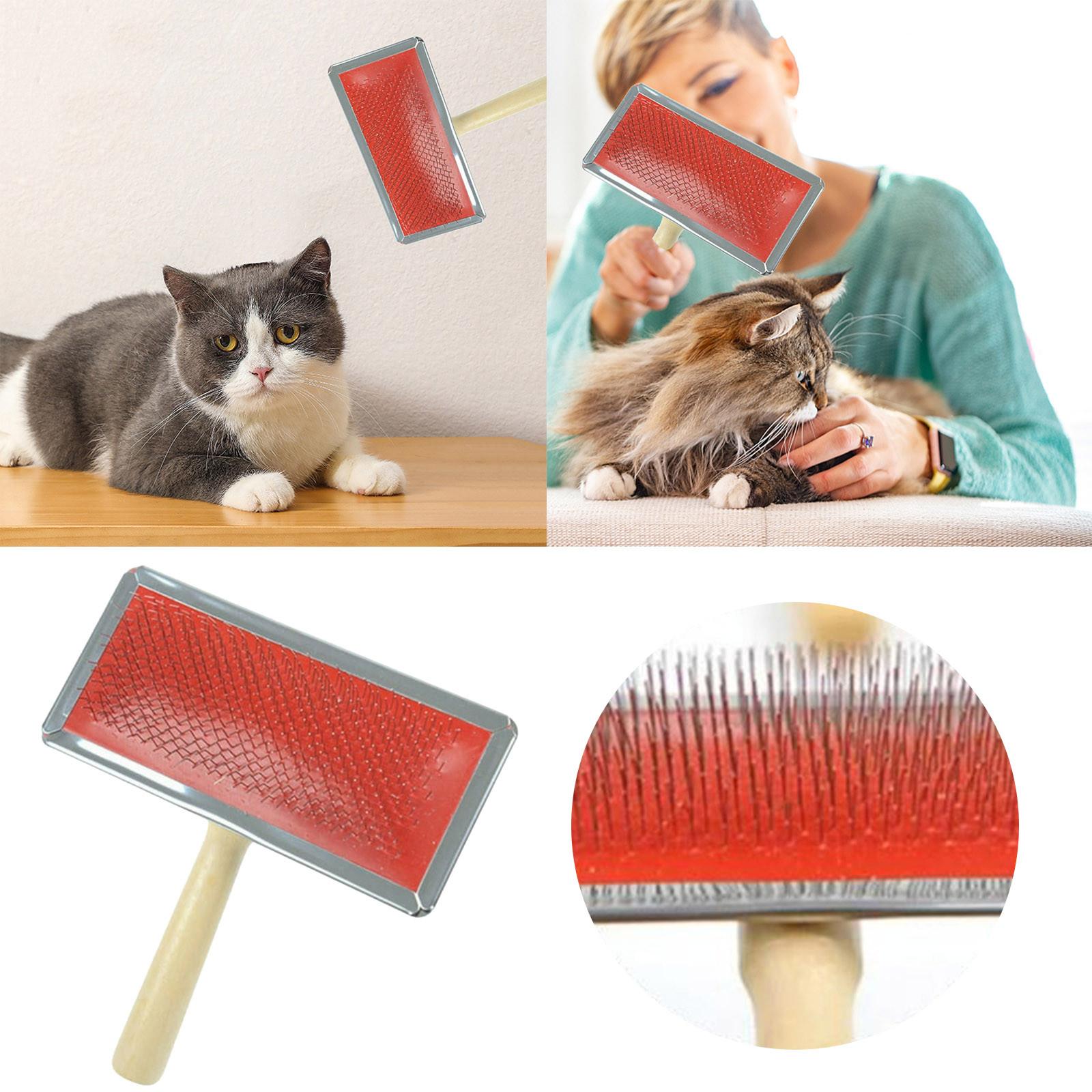 Self Cleaning Slicker Brush Pet Hair Remover Dog Brush & Cat Brush Slicker Pet Grooming Brush Shedding Dog Leash Accessories (Red,One Size) красный