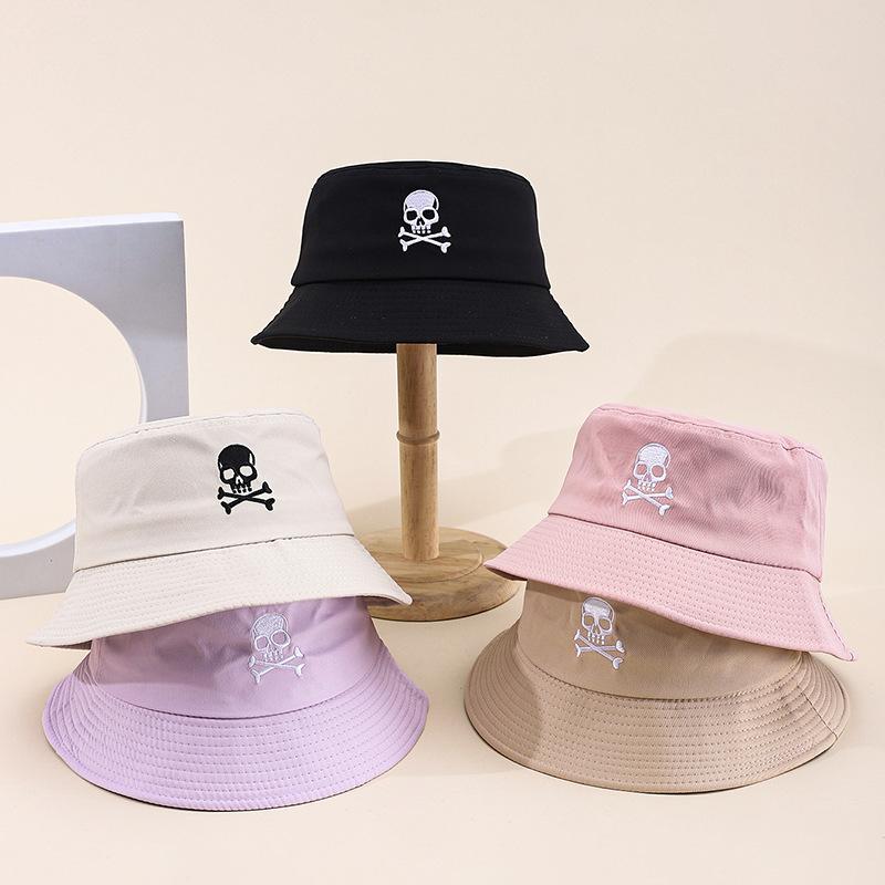 New embroidered fruit bucket hat female export double-sided can wear sunshade basin hat spot