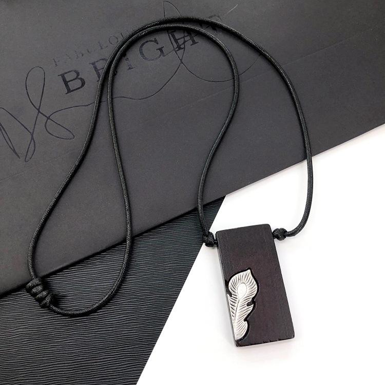 Retro Zen Ebony Long Necklace Women's Versatile Fashion Literary Clothing Accessories Sweater Chain Pendant