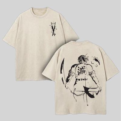 Harajuku Demon Slayer T-shirt Uzui Tengen Manga Washed Oversized T Shirt Men Women Clothing High Quality Cotton Short Sleeve Tee
