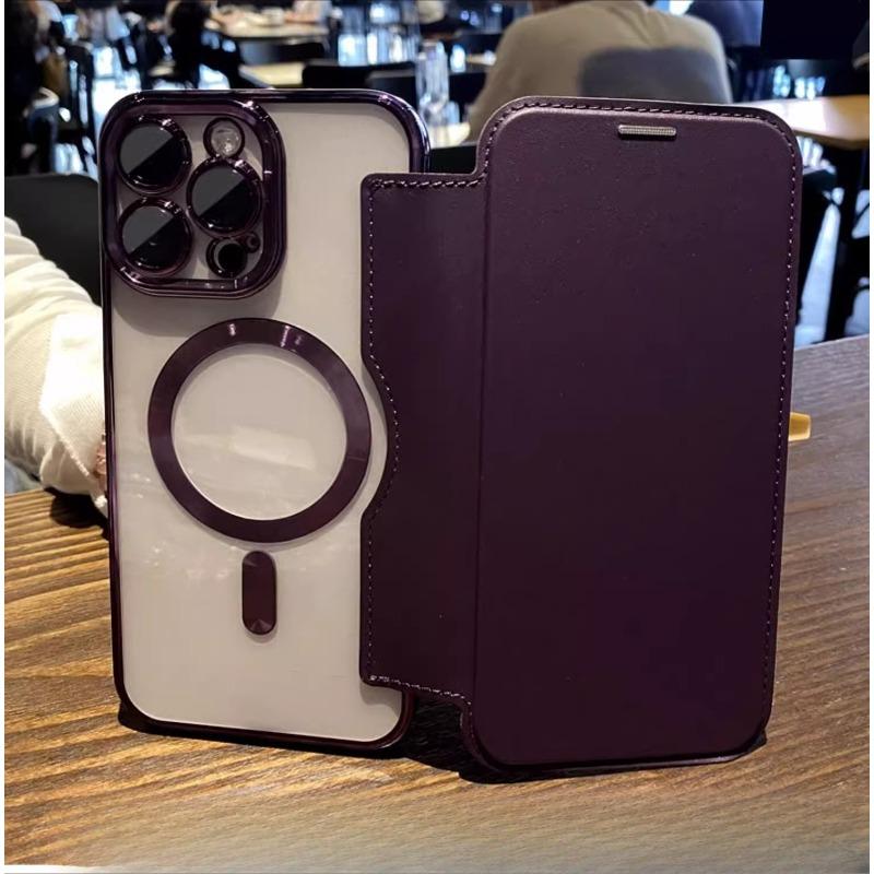 

Кожаный чехол-книжка с отделением для карт, подходит для чехла для телефона iPhone 16, магнитное притяжение, защитный чехол для Apple 15promax 14pro iPhone11Promax