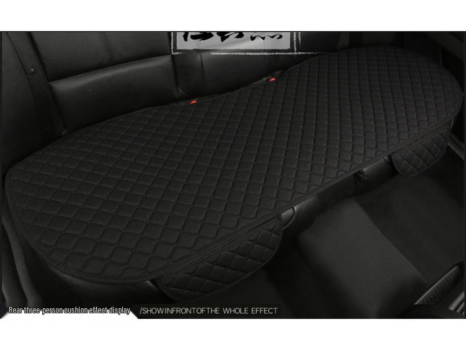 Linen Universal Car Seat Cushion Set - Three-Piece, Four-Season, Suitable for Five-Seater Cars