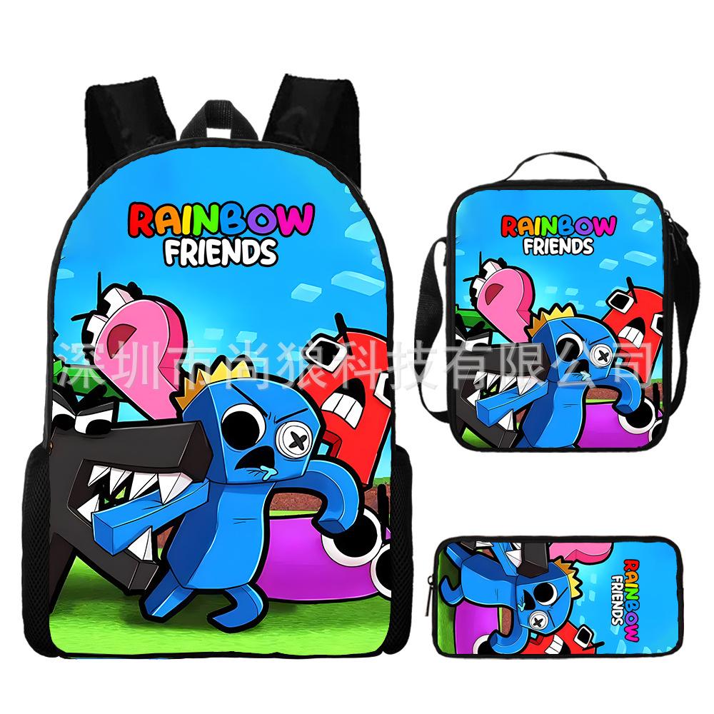 Rainbow Friends Rainbow Friends Student School Bag Digital Printed Oxford Cloth Backpack Satchel Pencil Case