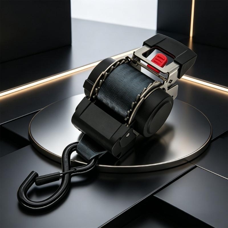 Automatic Extending Ratchet Straps With 1500Kg Load Capacity For Securing Ships Motorcycles And Heavy Cargo