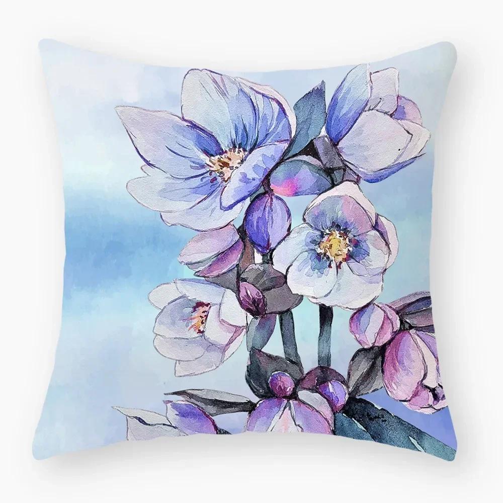 Fashionable Luxury Home Decor Office Seat Cushion Cover Owl Floral Plant Pattern Printed Throw Pillow Cover