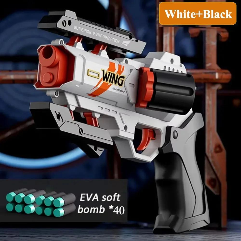 Kids Soft Bullets Gun Toy EVA Foam Bullet Pistol Rapid Deformation Manual Loading Revolver Children Outdoor Shooting Game