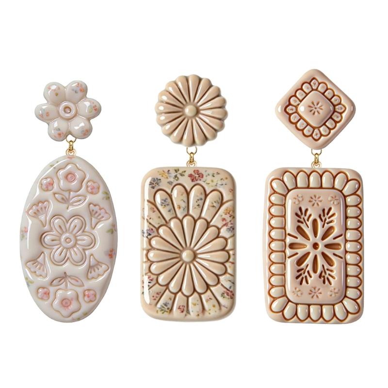 Cartoon Bohemian Flower Polymer Clay Earring Molds Lightweight Plastic Craft Tools For Kids Creative Projects