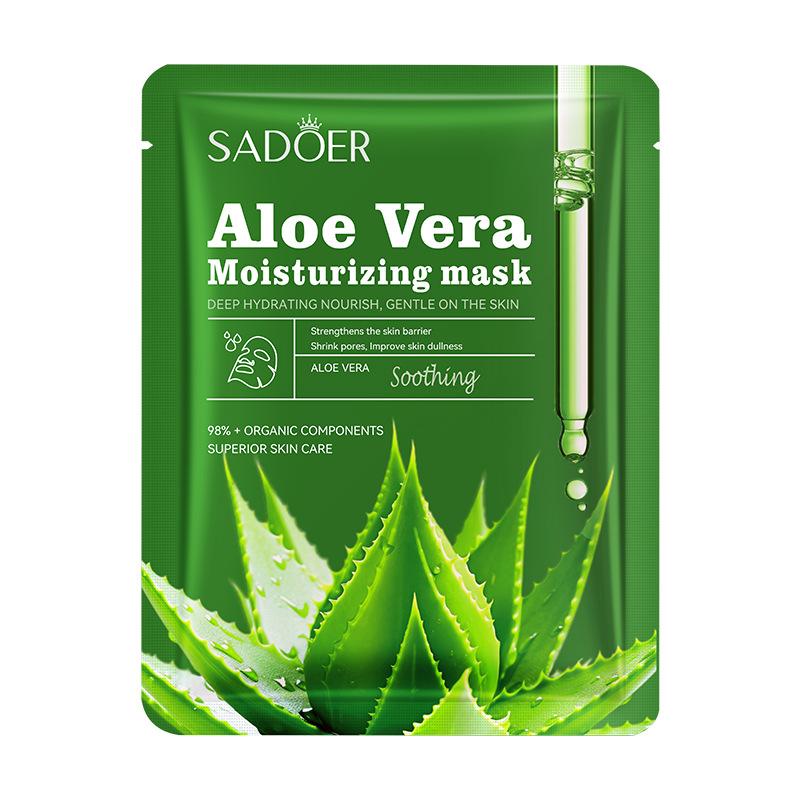 1/5/10pcs Unisex Adult Aloe Vera Facial Masks Moisturizing Face Sheets Glycerin Trehalose Alcohol-Free Fragrance-Free Types Skincare