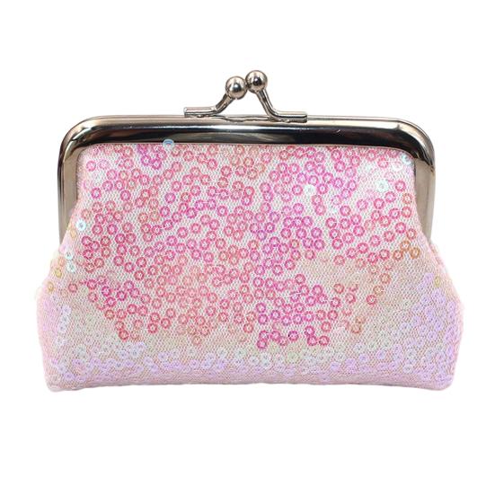 Women Coin Purse, with Metal Hinge And Kiss-lock Design, Lightweight Portable Mini Wallet, with Sequined Glitter Vintage Pouch for Coins Cards