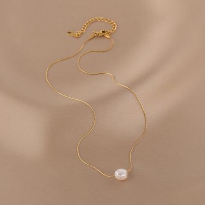 Acier Inoxydable 316L Nouvelle Mode Fine Breloques Perle d'Eau Douce Naturelle Chaîne Ras du Cou Colliers et Pendentif Pour Femmes