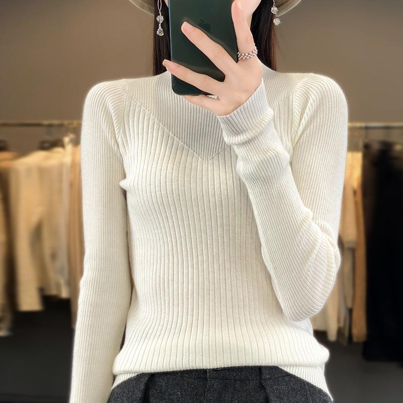 DAFIFY Damenmode, lässig, Herbst/Winter, einfarbig, mit langem Ärmel, halber Rollkragenpullover