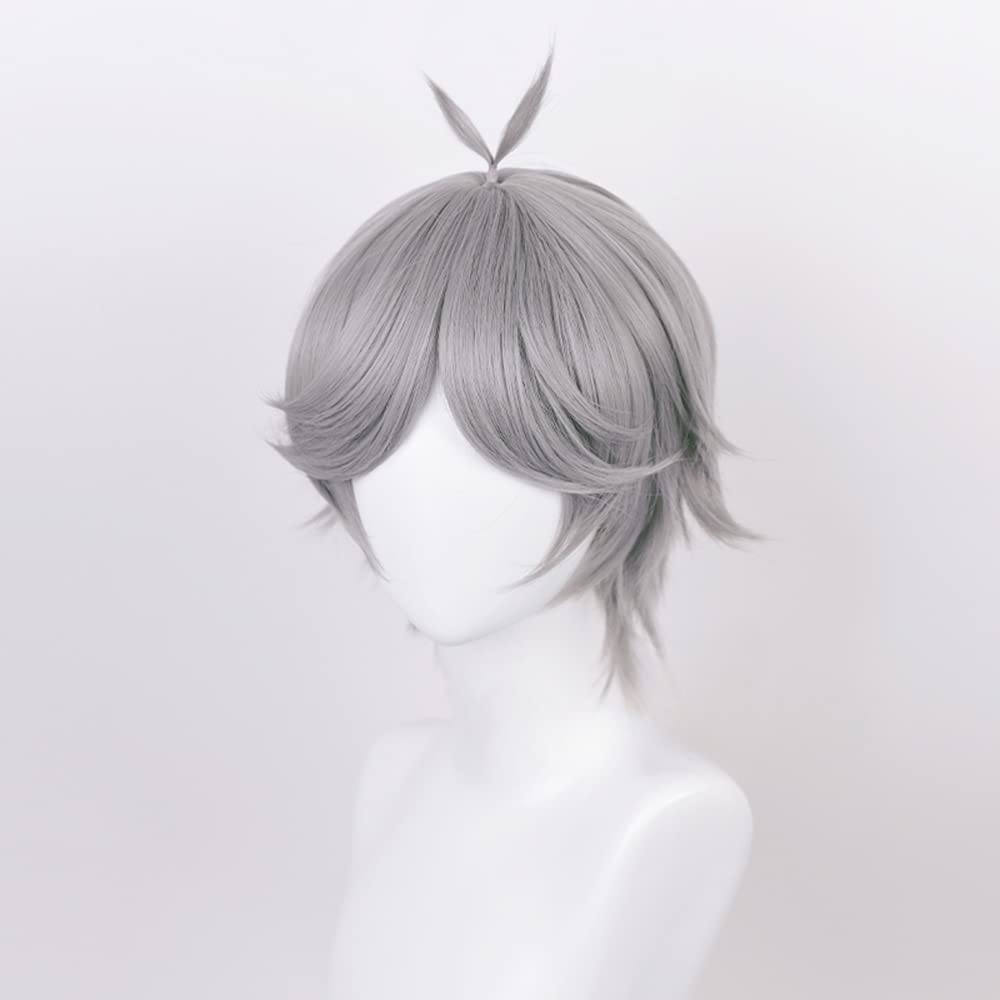 Cosplay Wig with Net, Featuring Koushi Sugawara, Gray Wig