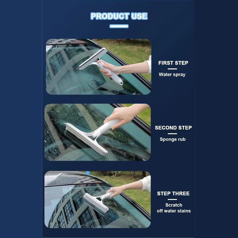3 In 1 Glass Cleaning Wiper with Spray Bottle Multi-Purpose Door Car Windshield Cleaner for Car Window Cleaning Tool