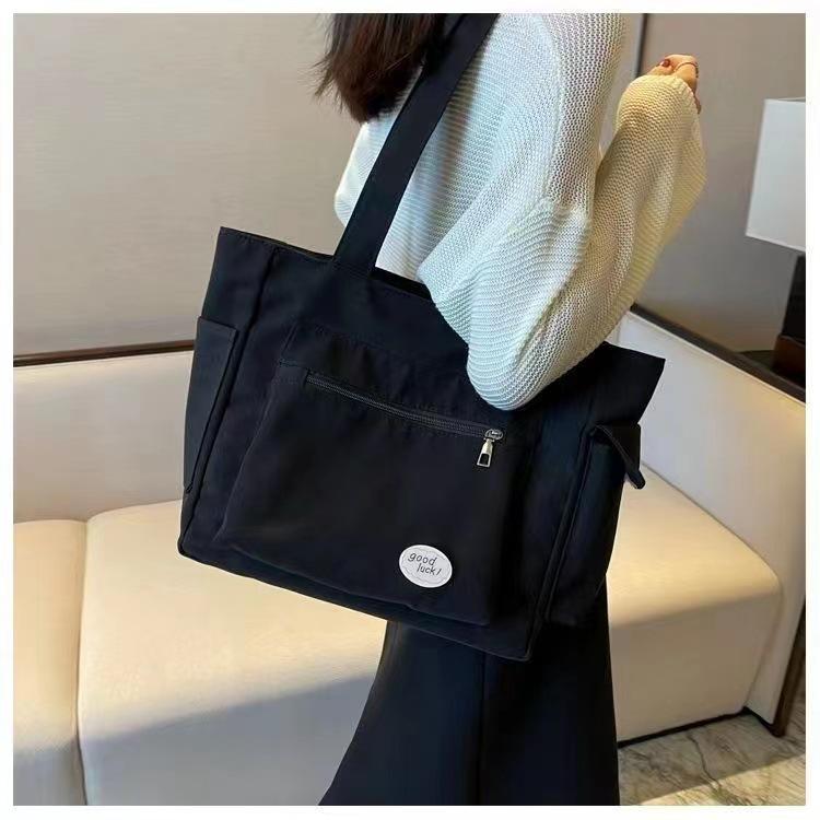 Simplicity Oxford Canvas Composite Shoulder Bag Solid Color Versatile Lazy Style Crossbody Bag Large Capacity Commuter Tote Bag