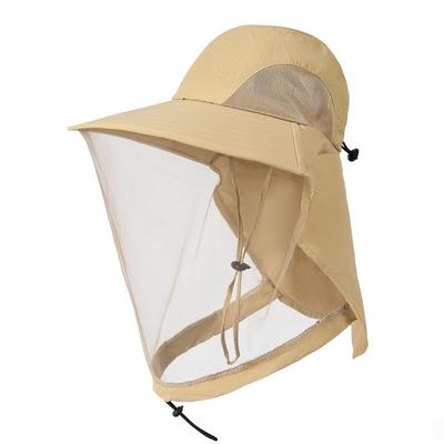 Mesh Mask Anti-Mosquito Visor Hat Men And Women Summer Outdoor Big Brim Anti-Ultraviolet Fishing Camping Hat
