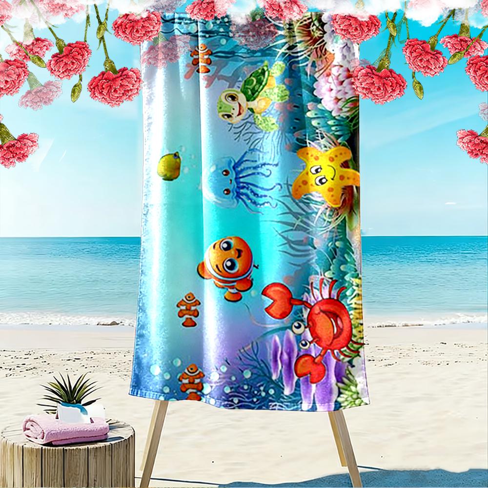 Cartoon Sea Animals Design Beach Towel Beach towel quick-drying for travel outdoor sports jogging beach and swimming