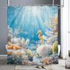 1Pc Beach Shower Curtain Shell Starfish Ocean Scenery Bathroom Decoration Printing Polyester Fabric Contains 12 Hooks