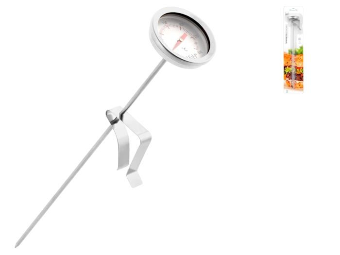 Thermomètre de cuisine - H-H - 6515 - Acier inoxydable - Mesure jusqu'à 300°C - Clip de fixation