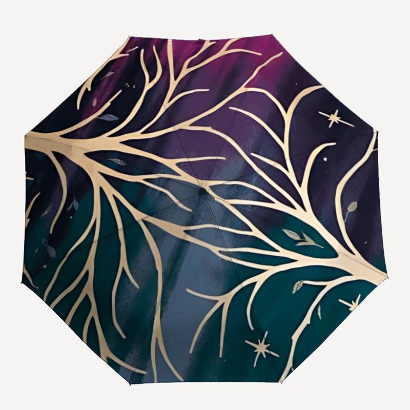 

1pc Tree Branches Astral Leaves Automatic Folding Umbrella - 8-Rib Compact Travel Umbrella Durable & Portable for Outdoor Use