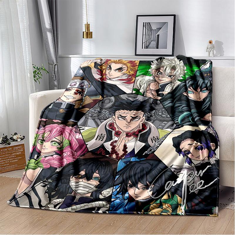 D-Demon Slayer Anime Blanket Sofa Office Nap Cover Blanket Kamado Nezuko Air Conditioning Blanket Soft and Warm