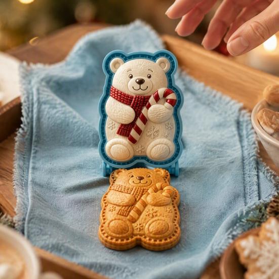 Timbri per Impasto Pressati a Mano per le Feste Stampo per Mini Torta di Natale, Stampa 3D in Rilievo Accessori Facili per la Cottura Stampo a Pressione Riutilizzabile Fai-da-te per Feste Regali da Cucina