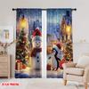 2pcs 2D flat printing Merry Christmas Curtain Festive Snow Christmas Fabric Without Electricity Party & Holiday Decor Perfect