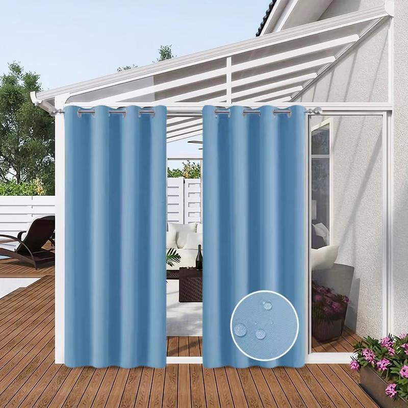2pcs outdoor waterproof curtains that provide privacy and filter light for porches, gazebos, pergolas and backyards