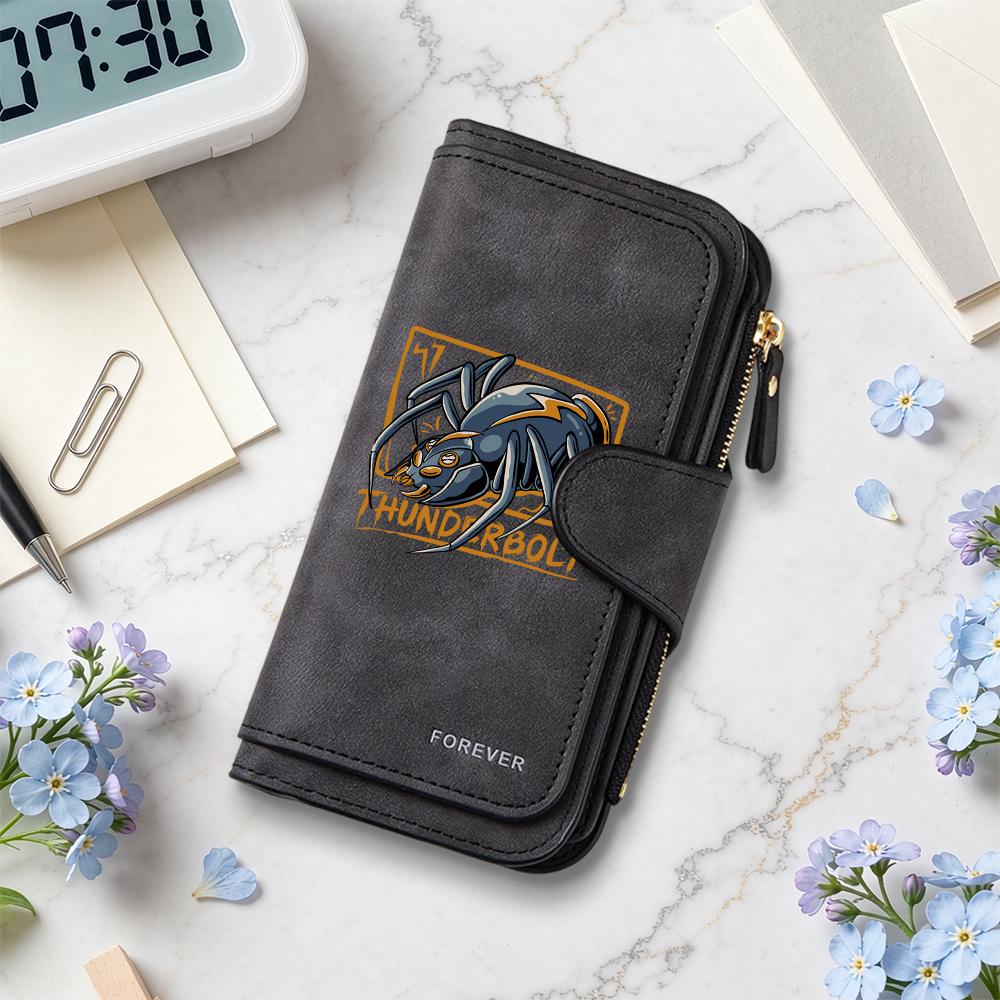 Thunderbolt Spider Pattern Long Wallet Multi Slot Fashion Purse for Daily Use