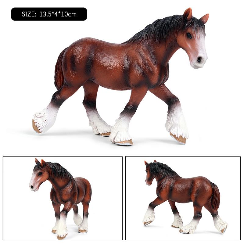 Oenux Farm Animals Steed Foal Clydesdale Arabian Horse Model Action Figures Equestrian PVC Collection Education Kid Toy Gift