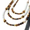 Vintage Maillard High Quality Natural Tiger'S Eye Stone Artificial Crystal Pearl Necklace Clavicle Chain