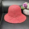 Day Single Lafite Straw Hat Women's Summer Visor Travel Embroidery Pattern Bow Bucket Hat Basin Hat Beach Hat