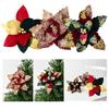3pcs Christmas Decorative Felt Fabric Flower 30*20cm Vibrant Christmas Tree Decor Artificial Poinsettia Flowers Holiday Decor