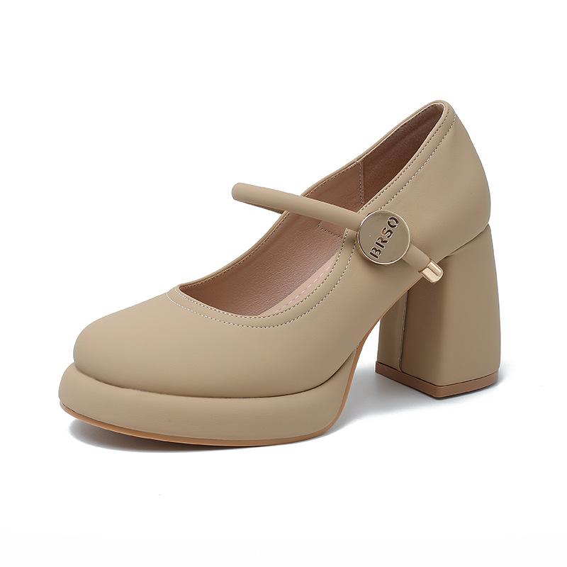 White Mary Jane main dress wedding shoes waterproof table high heels women's new small thick heel wedding bride shoes