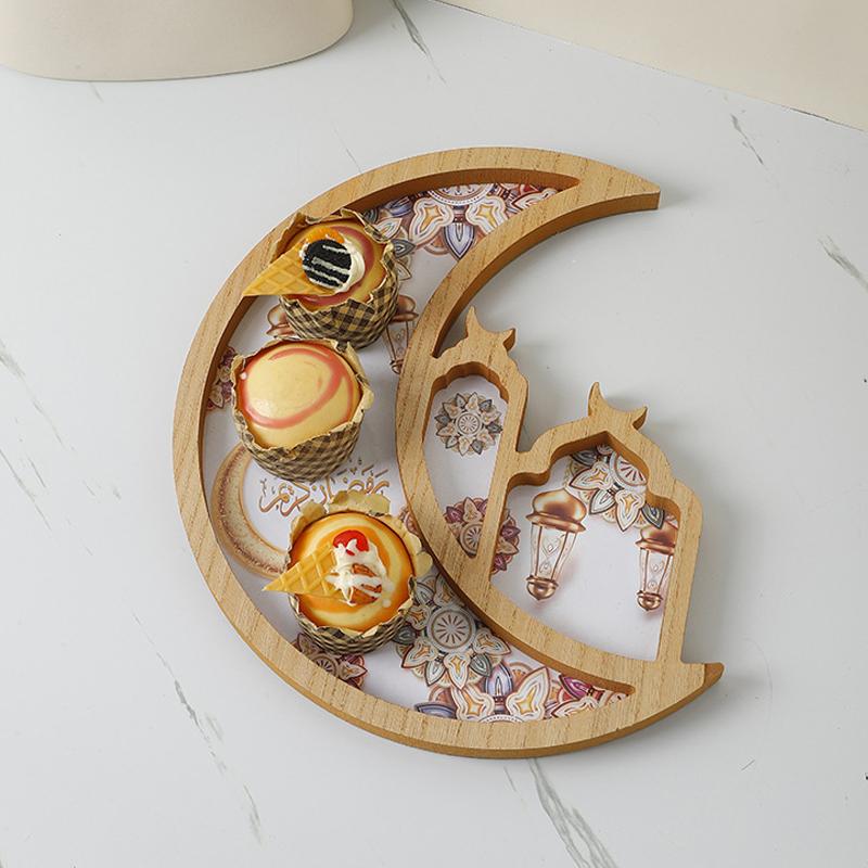 Ramadánové dekorace pro domácnost Ramadánový tác Domácí výzdoba Ramadánový servírovací tác na párty výzdoba Podnos na jídlo Tác na svačiny Servírovací talíř na sušenky