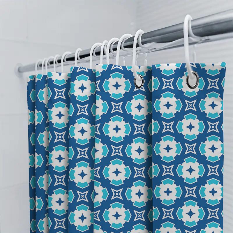 Blauw Wit Vliegerpatroon Douchegordijn Waterdichte Badkamer Decoratie Grote Maat Huisdecoratie Blauw Wit Geometrische Douchegordijnen
