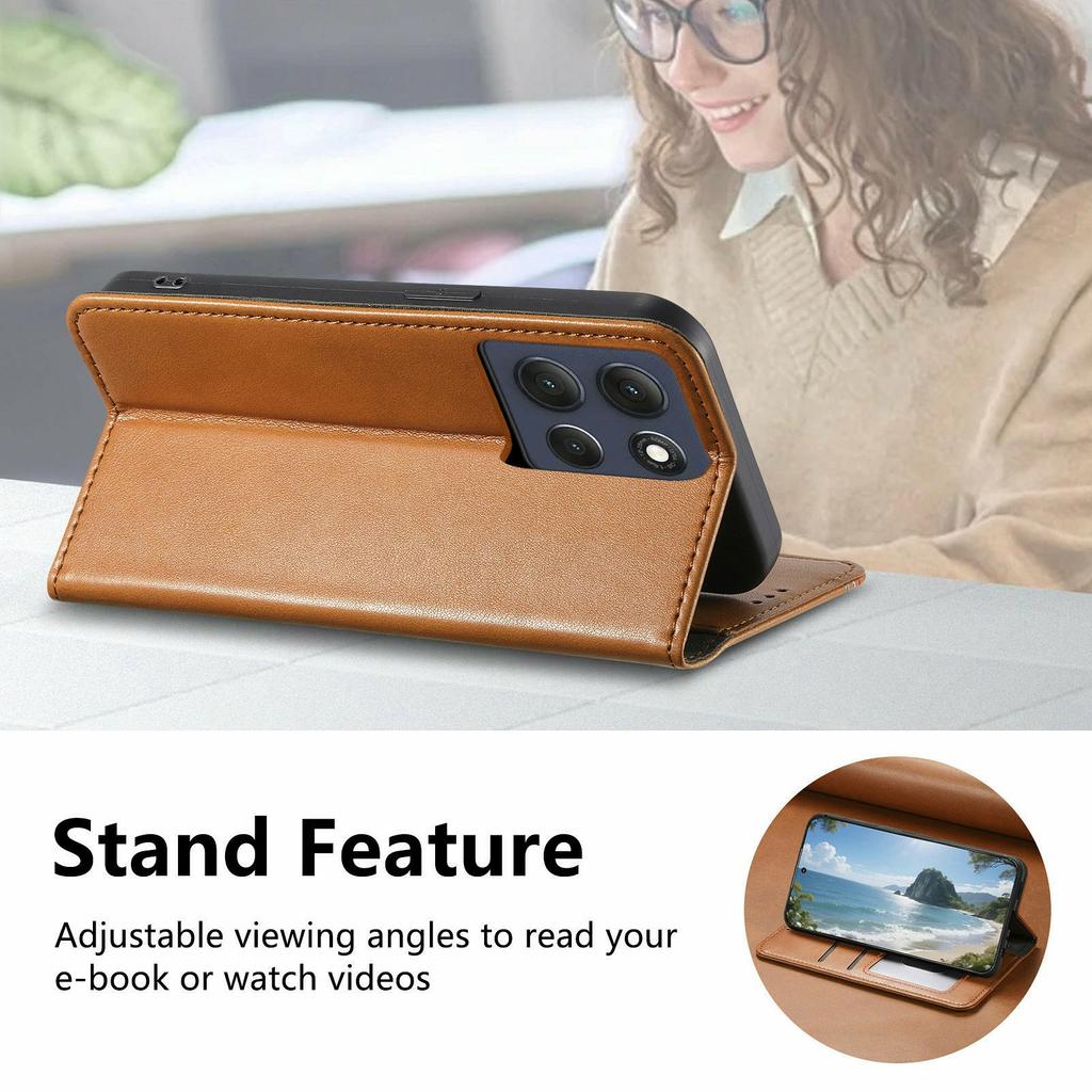 For Motorola Moto G86 Power 5G Case Wallet Tri-Color Stitching Leather Phone Cover with Elastic Wristband