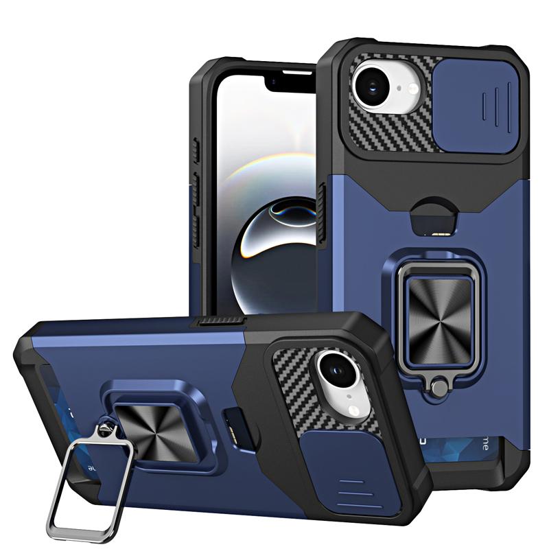 Stoßfestes, schweres Hartschalenetui mit Metallständer und Kartensteckplatz für das iPhone 16 Pro Max 15 Pro Max 14 Pro Max