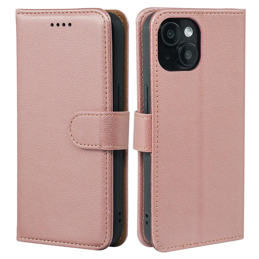 For iPhone 14 Case RFID Blocking Wallet Litchi Texture Leather Phone Cover Magnetic Clasp