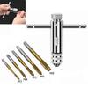 Manual 6pcs Adjustable T Handle Ratchet Tap Wrench Set with to M8 Taps Steel Holder for Precision Tapping Work