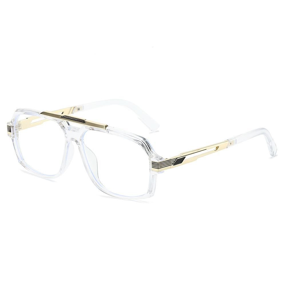 

New Anti Blue Light Women Glasses Double Beam Square Pilot Luxury Color Matching Frame Design High Quality Men Casual Glasses as picture