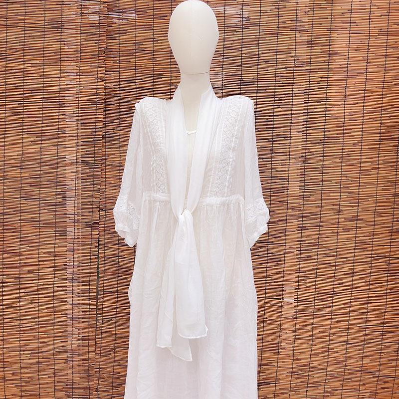 Thin Hollow Solid Color Soft Cotton Scarf Korean Version Thin Narrow Extended Small Silk Scarf Summer Neck Protection