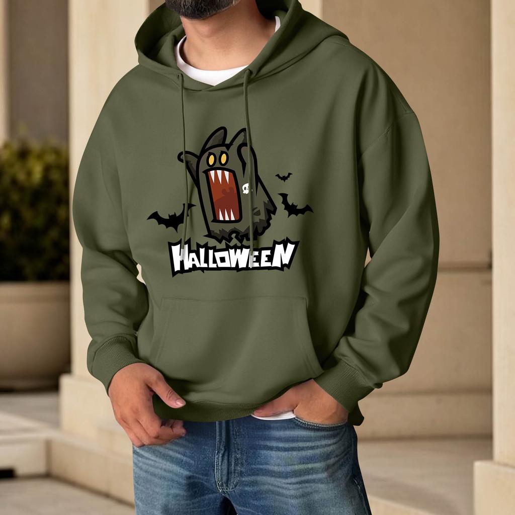Men's Halloween Print Hoodie with Pockets Long Sleeve Casual Pullover