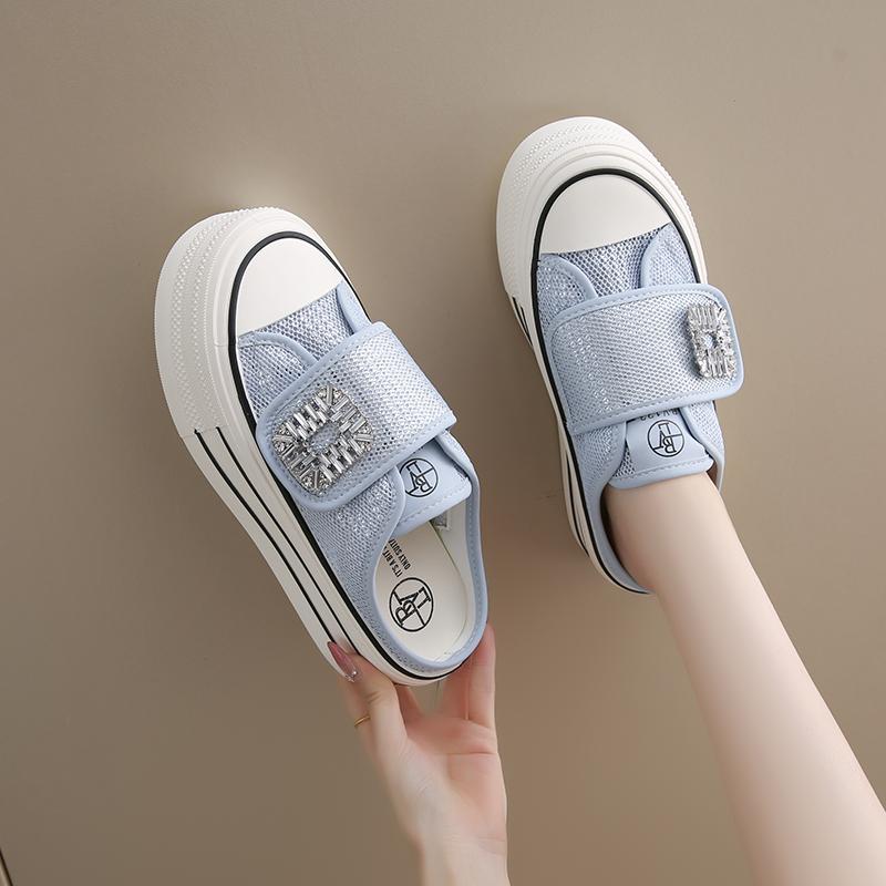 

Fashion CRLAYDK Fashion Women Mules Thick Sole Mesh Platform Walking Shoes Backless Slip On Ladies Casual Loafers for Summer Slides 35