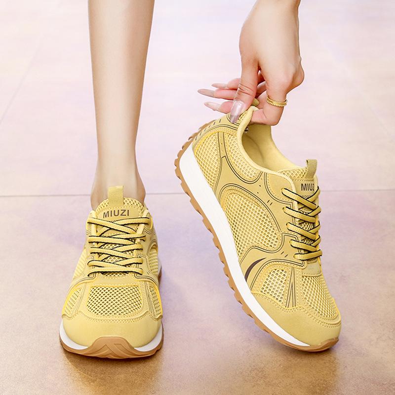 Forrest Gump shoes women's 2025 new summer mesh breathable lightweight sports shoes running thin mesh shoes yellow explosion