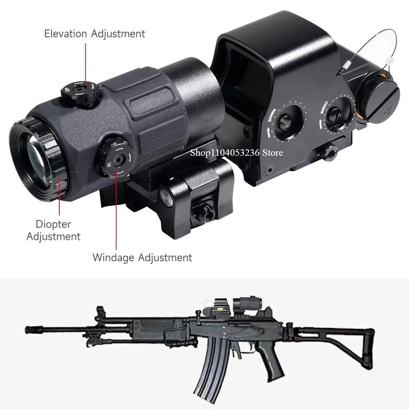 Eot**h 558 G43 Magnifier Holographic Sight Scope Folding Side Flip G45 5X Magnifiers for 558 556 553 Tactical Reflex Riflescope