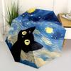 1pc Van Gogh Starry Night Cat Automatic Open 8-Rib Windproof Umbrella, Travel & Commuting, Suitable for All Seasons, Lightweight Portable,058