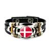 Factory National Country Flag Design Bracelet Crystal Bead Snap Button Sports National Team Jewelry Gift Leather Wrap Bracelet