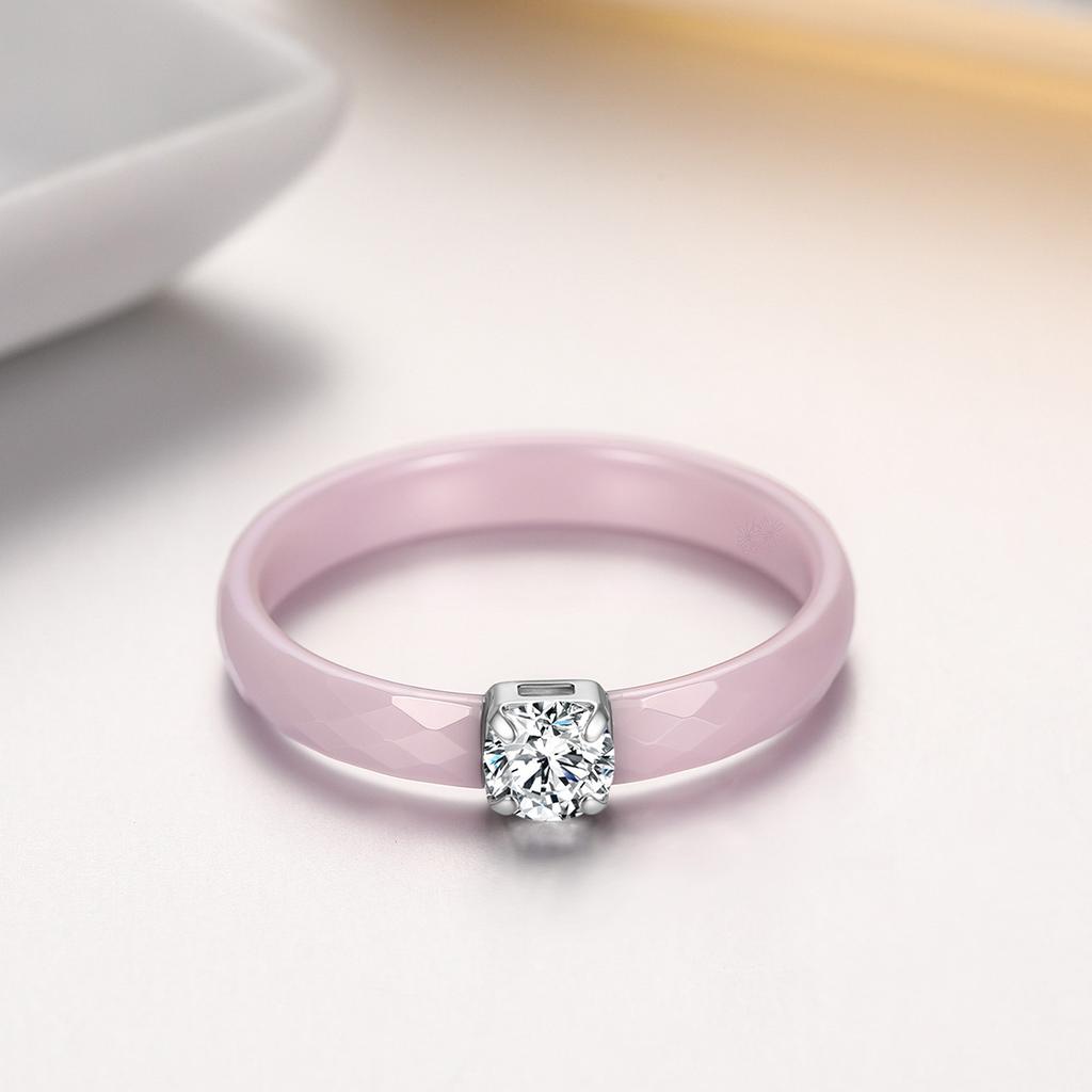 3mm Thin Ceramic Promise Ring for Women Minimalist Pink Green White Black